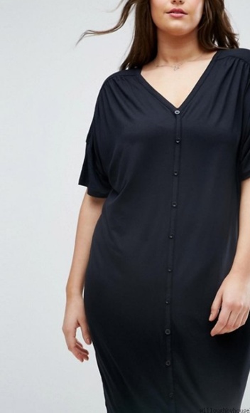 ASOS Curve Oversize Midi Dress with Placket Detail - Picture 3 of 4